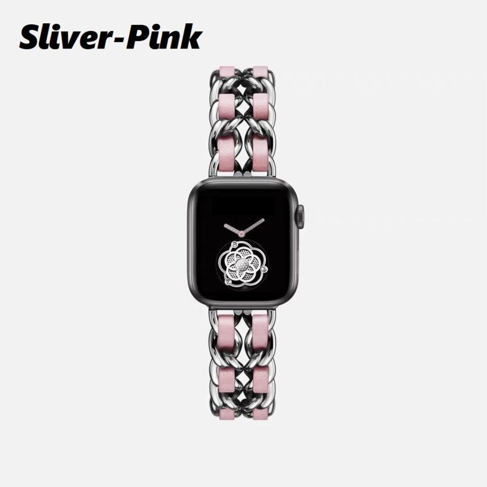 NEW Strap Chain Leather Stainless Band For Apple Watch - BB - Picture 8 of 16